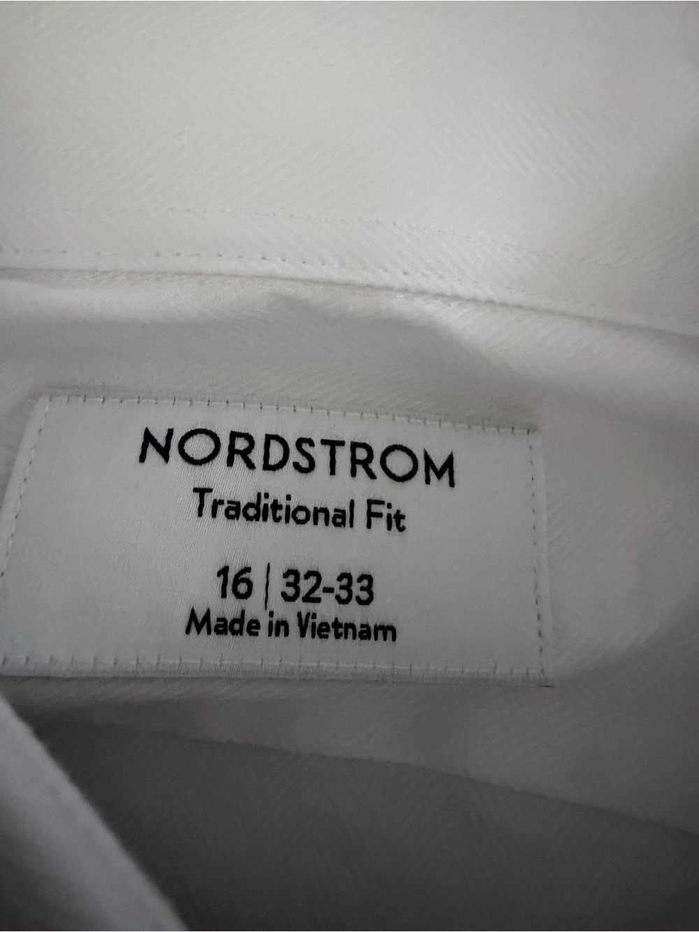Nordstrom Traditional Fit Solid Herringbone Dress Shirt White 16 32/33 EUC - Picture 8 of 8